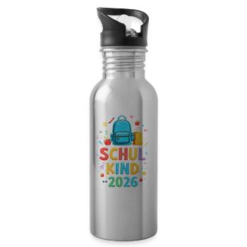 Schulkind 2026 Einschulung 2026 Schulanfang - Trinkflasche mit integriertem Trinkhalm - Lightsilver - Rechts