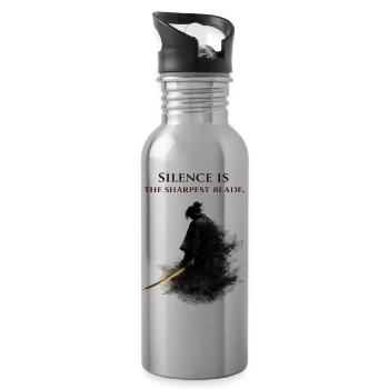 Silence Is The Sharpest Blade Samurai Stoic Gift - Water bottle with straw - silver - Right