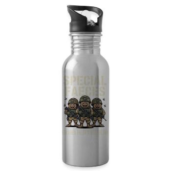 Special Faeces For When The Sh*t Hits The Fan - Water bottle with straw - silver - Right