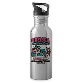 Dreißg Jahrgang 1997 - Trinkflasche mit integriertem Trinkhalm - Lightsilver - Rechts