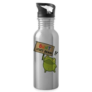 Bunter Demo-Frosch - Trinkflasche mit integriertem Trinkhalm - Lightsilver - Rechts