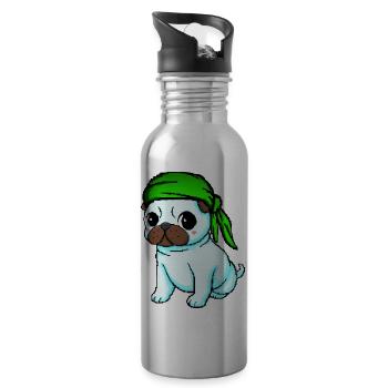 Bandana Mops - Trinkflasche mit integriertem Trinkhalm - Lightsilver - Rechts