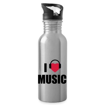 i love music - Trinkflasche mit integriertem Trinkhalm - Lightsilver - Rechts