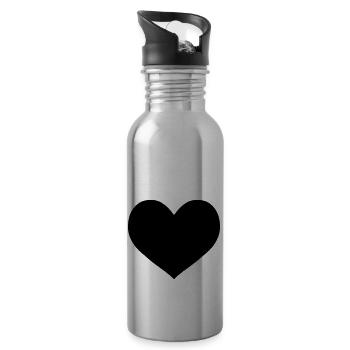 herz - Trinkflasche mit integriertem Trinkhalm - Lightsilver - Rechts