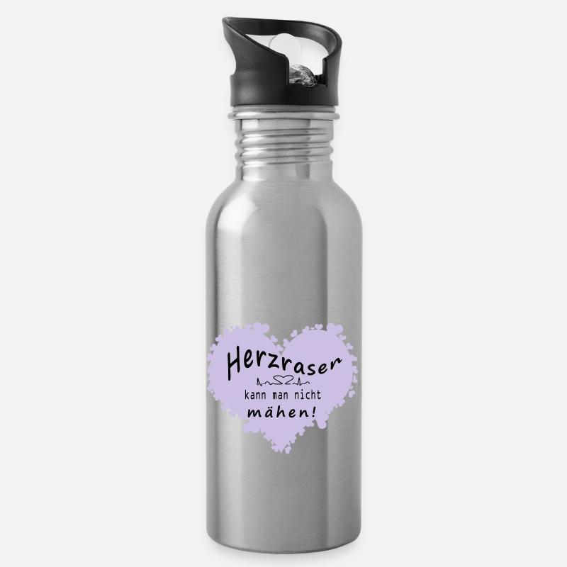 Herzrasen - Trinkflasche mit integriertem Trinkhalm - Lightsilver