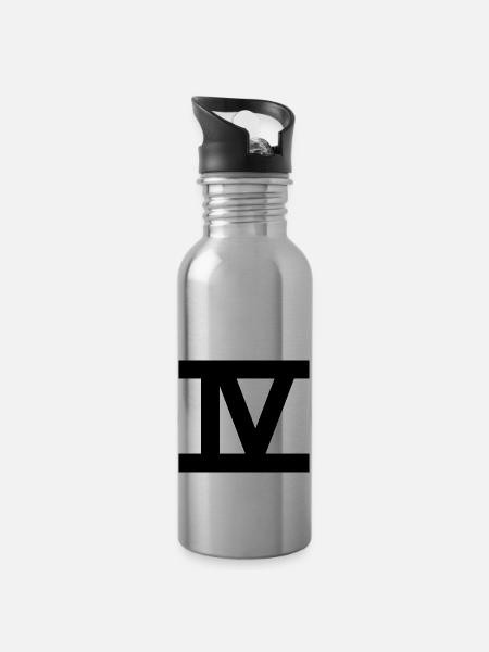 zahl_4_roemisch - Trinkflasche mit integriertem Trinkhalm - Lightsilver