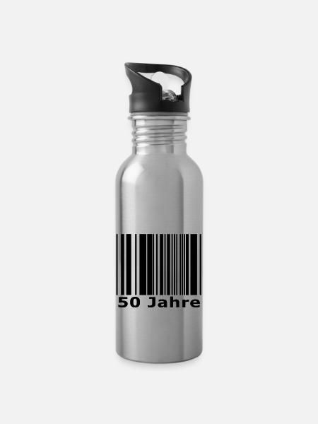 50 - Water bottle with straw - silver
