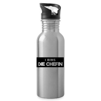 i bims die Chefin - Trinkflasche mit integriertem Trinkhalm - Lightsilver - Rechts