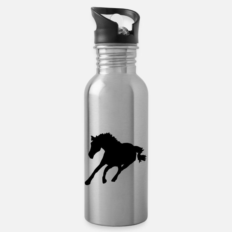 cheval - Gourde avec paille intégrée - argent clair