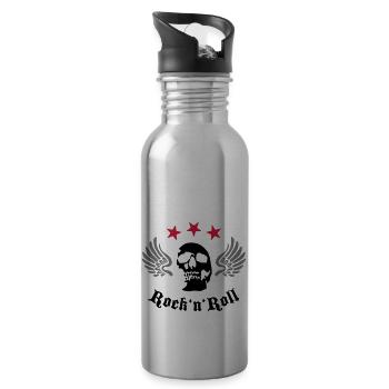 wingskull_092001_b_3c - Water bottle with straw - silver - Right