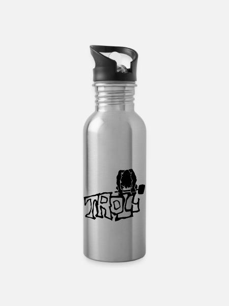 Troll - Trinkflasche mit integriertem Trinkhalm - Lightsilver