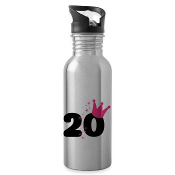 20ème anniversaire numéro 20 birthday - Gourde avec paille intégrée - argent clair - Droite