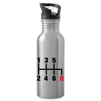 racing_gangschaltung_rueckwaerts__f2 - Water bottle with straw - silver - Right