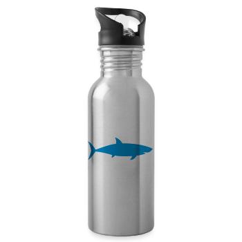 requin - Gourde avec paille intégrée - argent clair - Droite