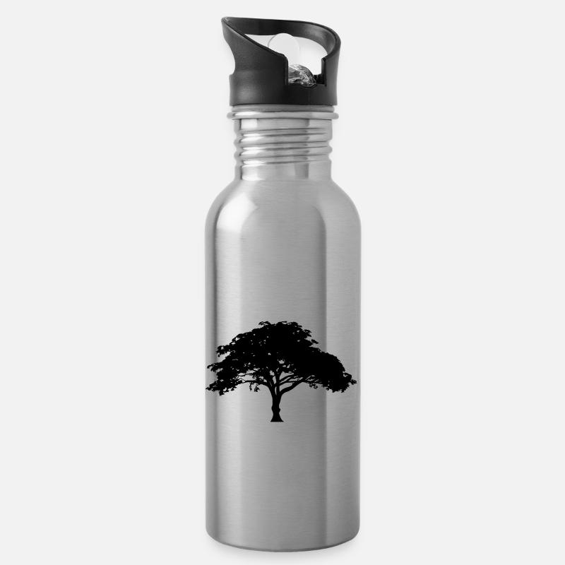 Baum - Trinkflasche mit integriertem Trinkhalm - Lightsilver