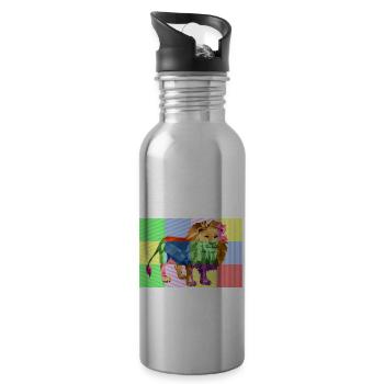 Lion - Water bottle with straw - silver - Right