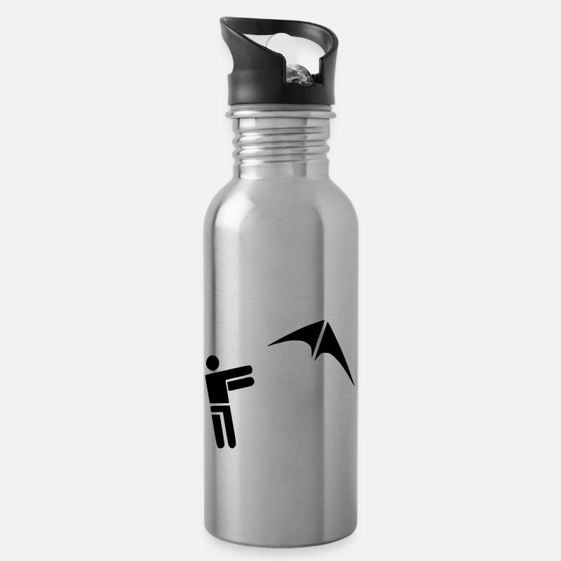 Drachenflieger - Trinkflasche mit integriertem Trinkhalm - Lightsilver