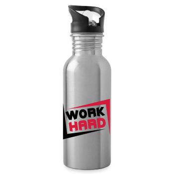 Work Hard - Trinkflasche mit integriertem Trinkhalm - Lightsilver - Rechts