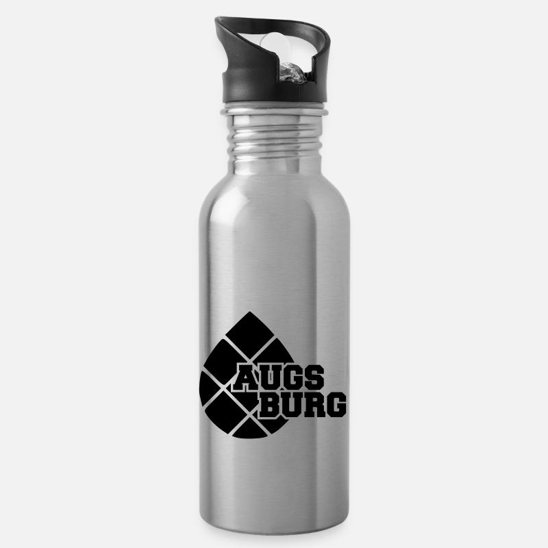 Augsburg Zirbelnuss Black - Water bottle with straw - silver