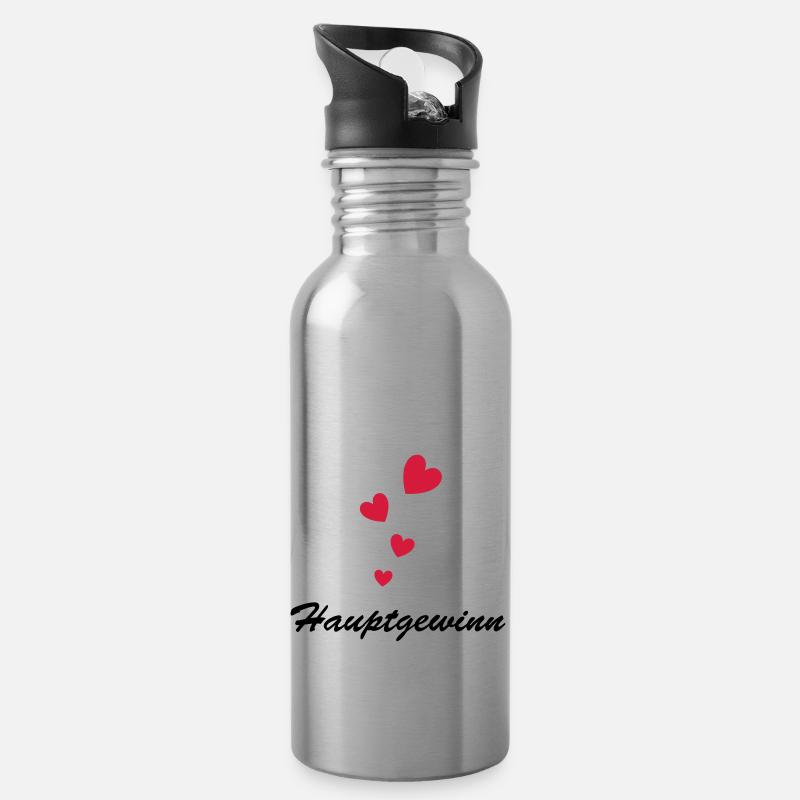 Hauptgewinn - Trinkflasche mit integriertem Trinkhalm - Lightsilver