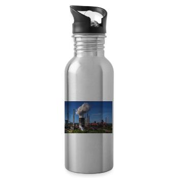 Duisburg hut blast furnace - Water bottle with straw - silver - Right