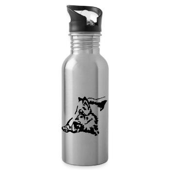 wildschwein - Trinkflasche mit integriertem Trinkhalm - Lightsilver - Rechts