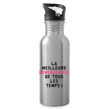 Déménageur / Déménagement / Déménager / Camion - Gourde avec paille intégrée - argent clair - Droite