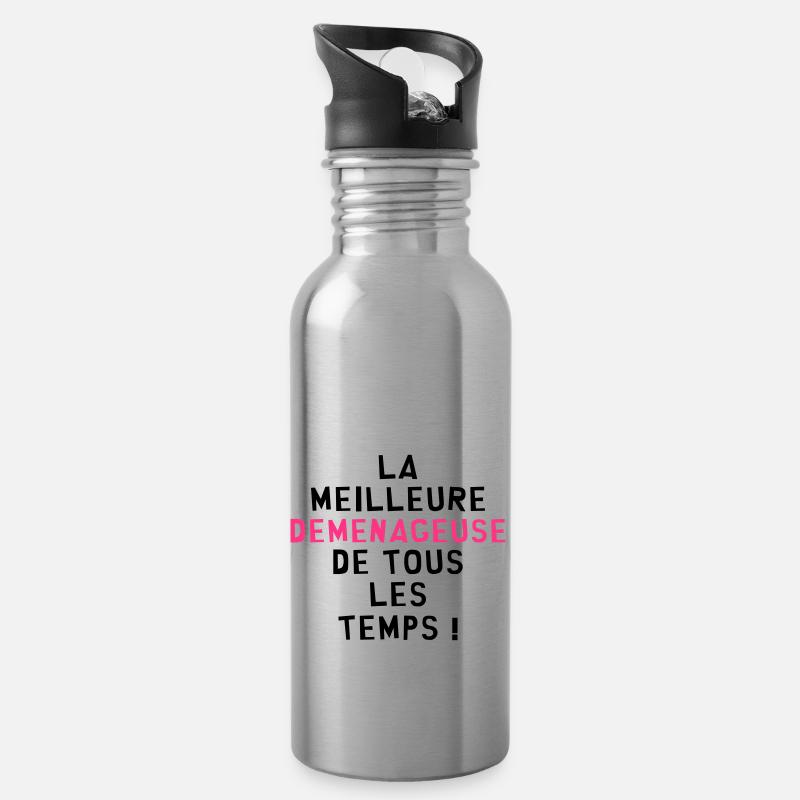 Déménageur / Déménagement / Déménager / Camion - Gourde avec paille intégrée - argent clair
