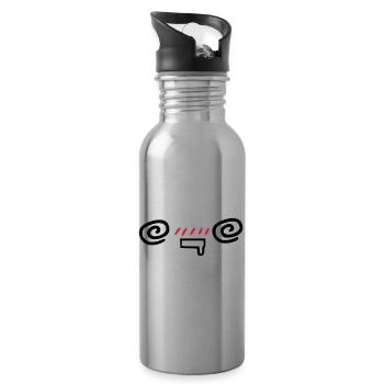 kawaii_face_5 - Trinkflasche mit integriertem Trinkhalm - Lightsilver - Rechts
