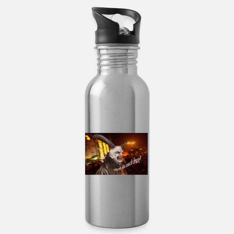 Warst du auch brav? - Trinkflasche mit integriertem Trinkhalm - Lightsilver