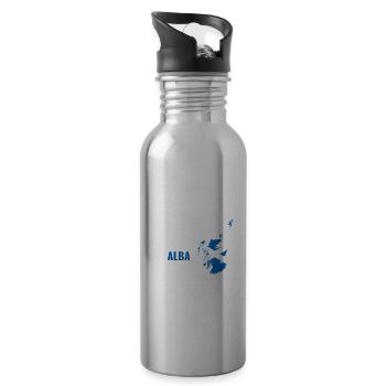 Scotland Heartbeat EKG Design Alba Saltire - Water bottle with straw - silver - Right