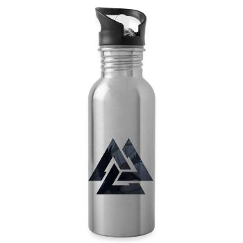 Wikinger Viking Valhalla Odin Thor Germane Wolf - Trinkflasche mit integriertem Trinkhalm - Lightsilver - Rechts