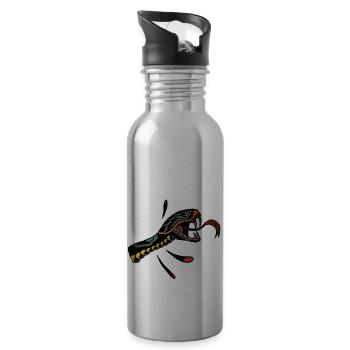 Schlange vipere Zunge Tattoo alte Schule Tattoo - Trinkflasche mit integriertem Trinkhalm - Lightsilver - Rechts