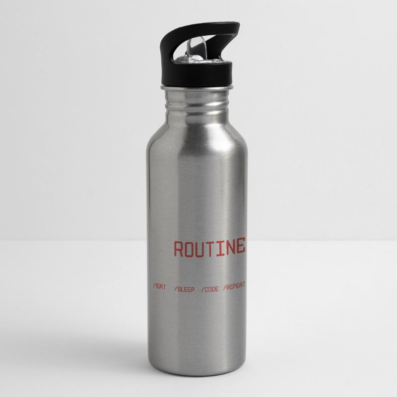 Routine Eat Sleep Code Repeat Software Developer C Trinkflasche mit integriertem Trinkhalm
