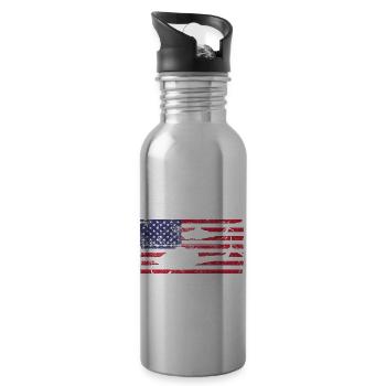 usa helicopter flag Design - Trinkflasche mit integriertem Trinkhalm - Lightsilver - Rechts