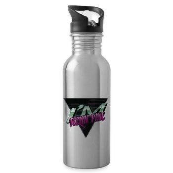 dinosaur moon christmas vacation cool gift - Trinkflasche mit integriertem Trinkhalm - Lightsilver - Rechts