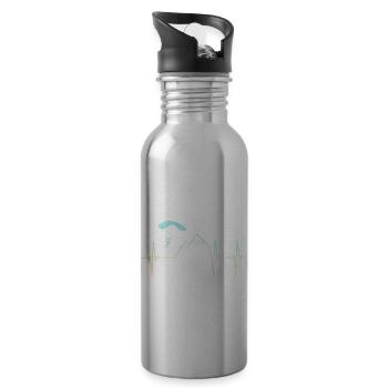 Heartbeat Graphic Paragliding Paraglider Skydiver - Trinkflasche mit integriertem Trinkhalm - Lightsilver - Rechts
