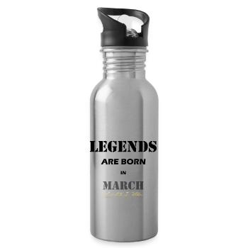 March Legends Geschenk black - Trinkflasche mit integriertem Trinkhalm - Lightsilver - Rechts