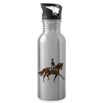 Pferd und Reiter - Trinkflasche mit integriertem Trinkhalm - Lightsilver - Rechts