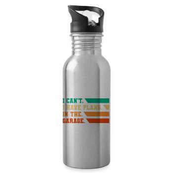 I Can't I Have Plans In The Garage Car Lover Mecha - Water bottle with straw - silver - Right