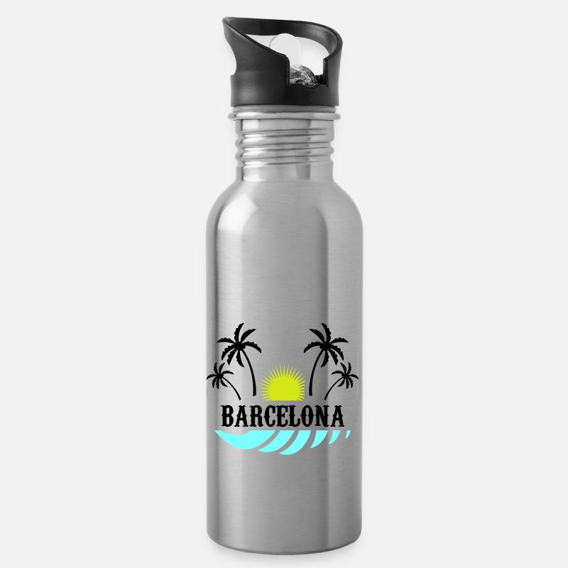 barcelona - Trinkflasche mit integriertem Trinkhalm - Lightsilver