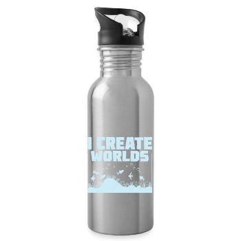 I Create Worlds Fish Keeping Aquarium Owner - Trinkflasche mit integriertem Trinkhalm - Lightsilver - Rechts