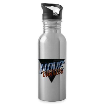Funny Quote Animal Defense Animal Geek Happy - Water bottle with straw - silver - Right