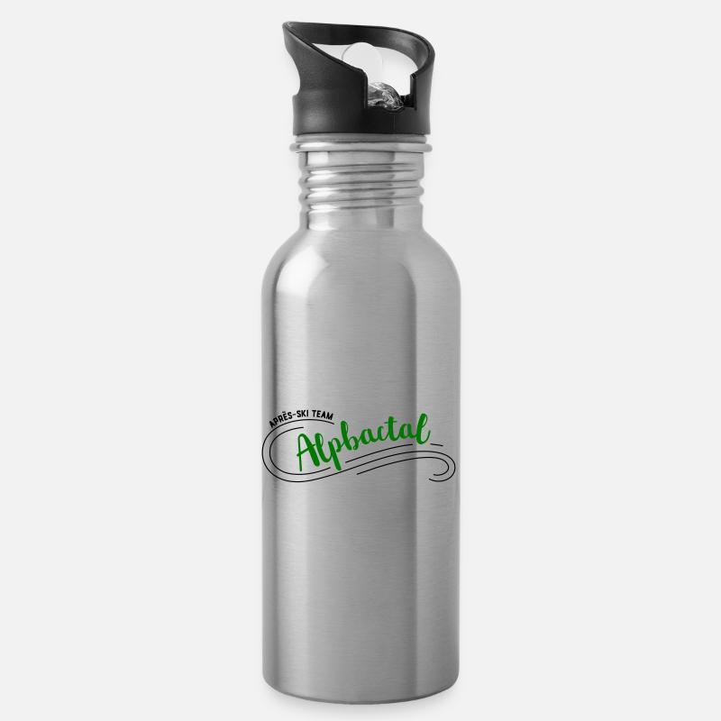 Après-Ski Alpbachtal - Trinkflasche mit integriertem Trinkhalm - Lightsilver