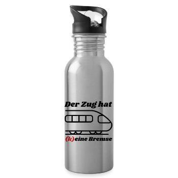 Der Zug hat keine Bremse! Party, Mallorca, JGA! - Trinkflasche mit integriertem Trinkhalm - Lightsilver - Rechts