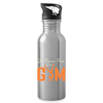 I can't I have gym | Gymnastics Gift | gym - Water bottle with straw - silver - Right