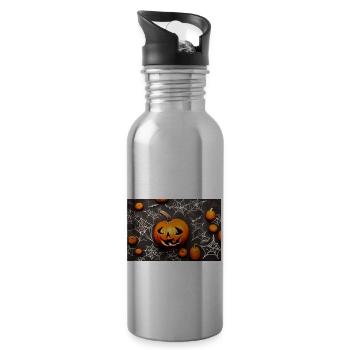 Halloween pumpkin - Water bottle with straw - silver - Right