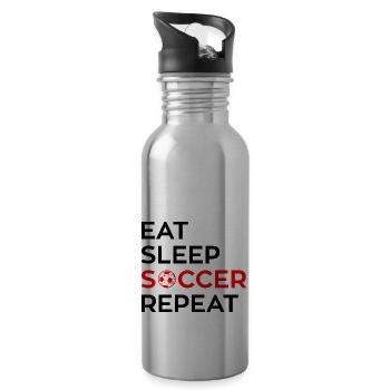 EAT - SLEEP - SOCCER - Repeat - Trinkflasche mit integriertem Trinkhalm - Lightsilver - Rechts