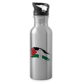 Free Palestine - Water bottle with straw - silver - Right