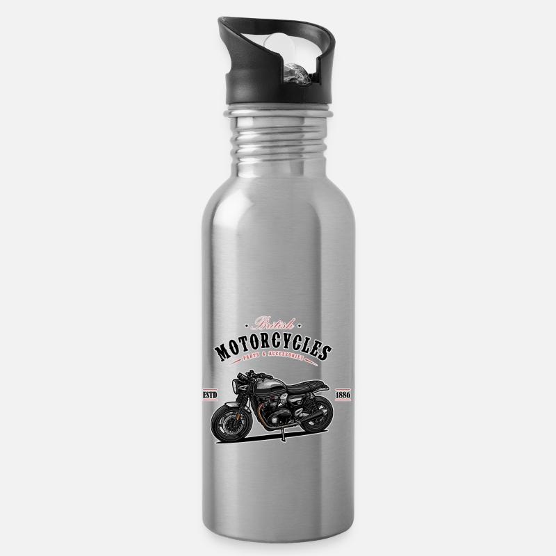 Classique moderne // Personnalisé // Moto - Gourde avec paille intégrée - argent clair